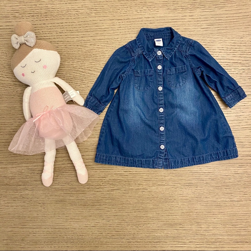 Old Navy long sleeve denim dress 3-6M